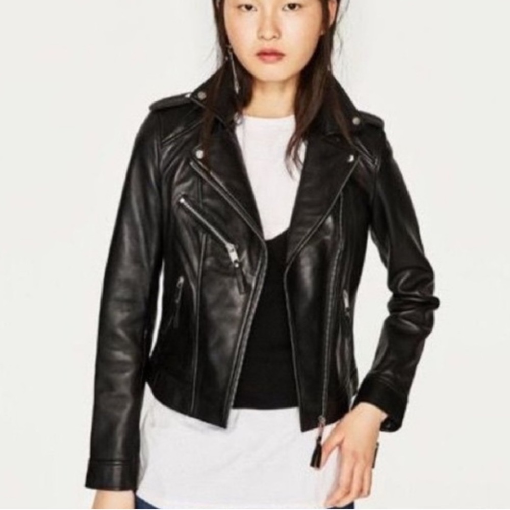 Zara TRF moto leather jacket